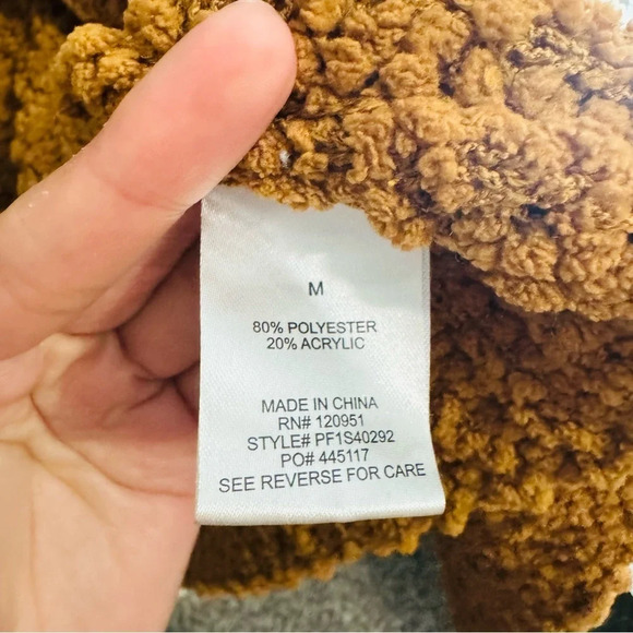 Pink Rose‎ Rusty Orange Sherpa Soft Open Cardigan Size Medium - Picture 6 of 10